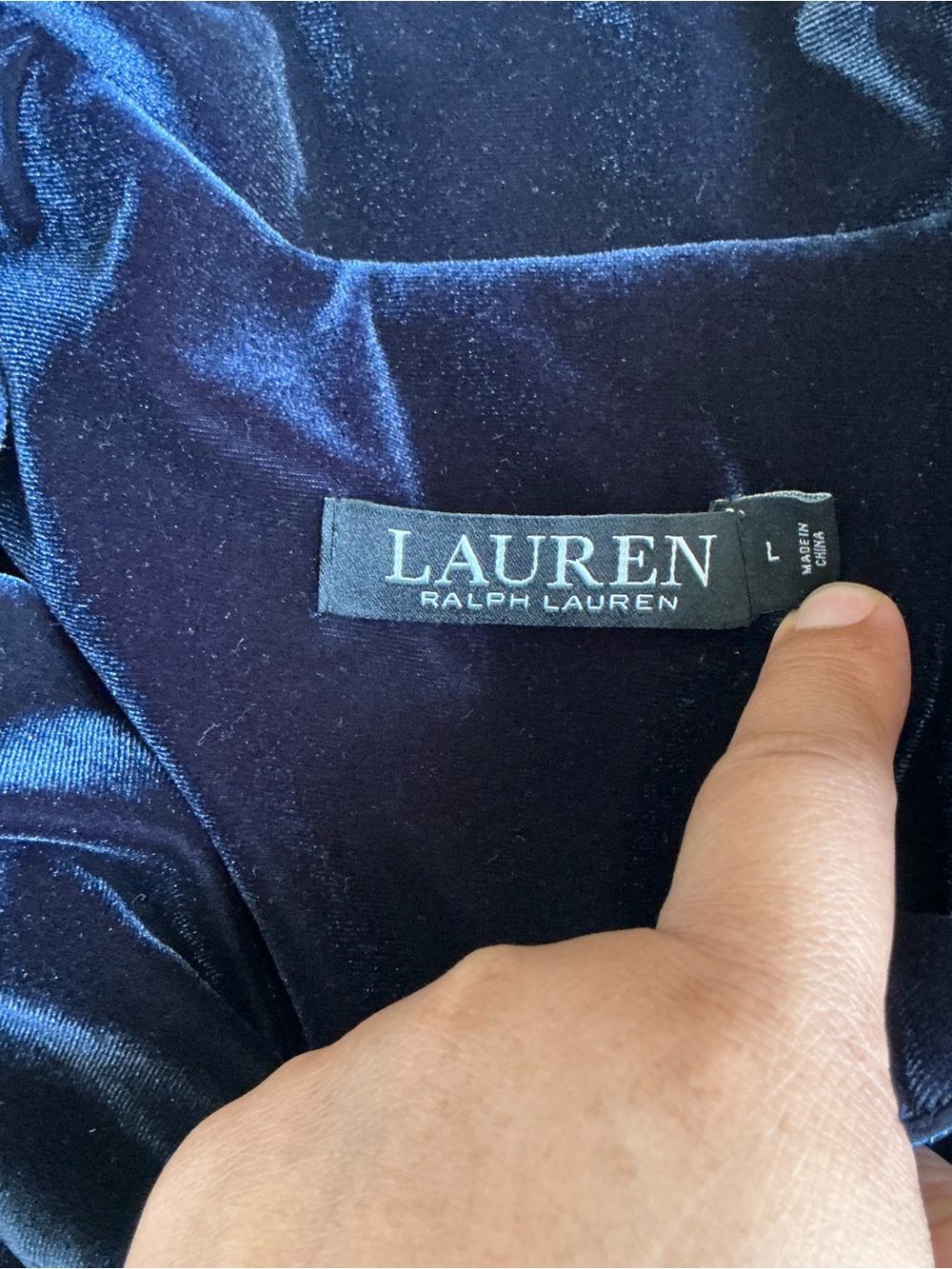 Lauren Ralph Lauren Navy Blue Velvet Pajama Top Notch Collar Shirt L - Picture 6 of 14